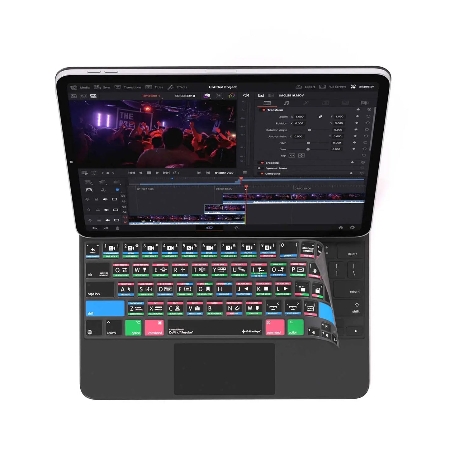 Davinci Resolve Keyboard Cover for iPad Magic Case Editors Keys