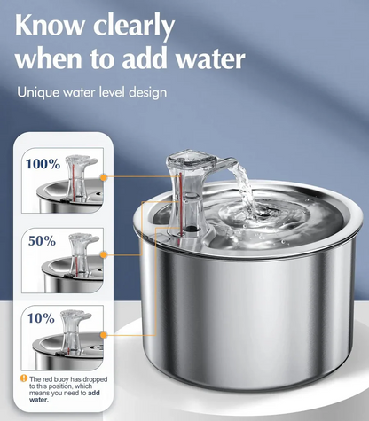 Stainless Steel Cat Water Fountain with Filter and Sensor | Ventayo Turbo Cables
