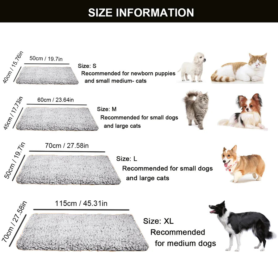 Non-Electric Heating Pad for Cats & Dogs – Washable Self-Warming Pet Mat Turbo Cables