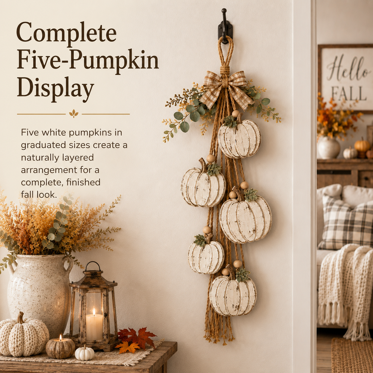 Turbo Cables – Rustic White Pumpkin Hanging Swag