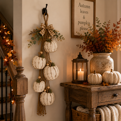 Turbo Cables – Rustic White Pumpkin Hanging Swag