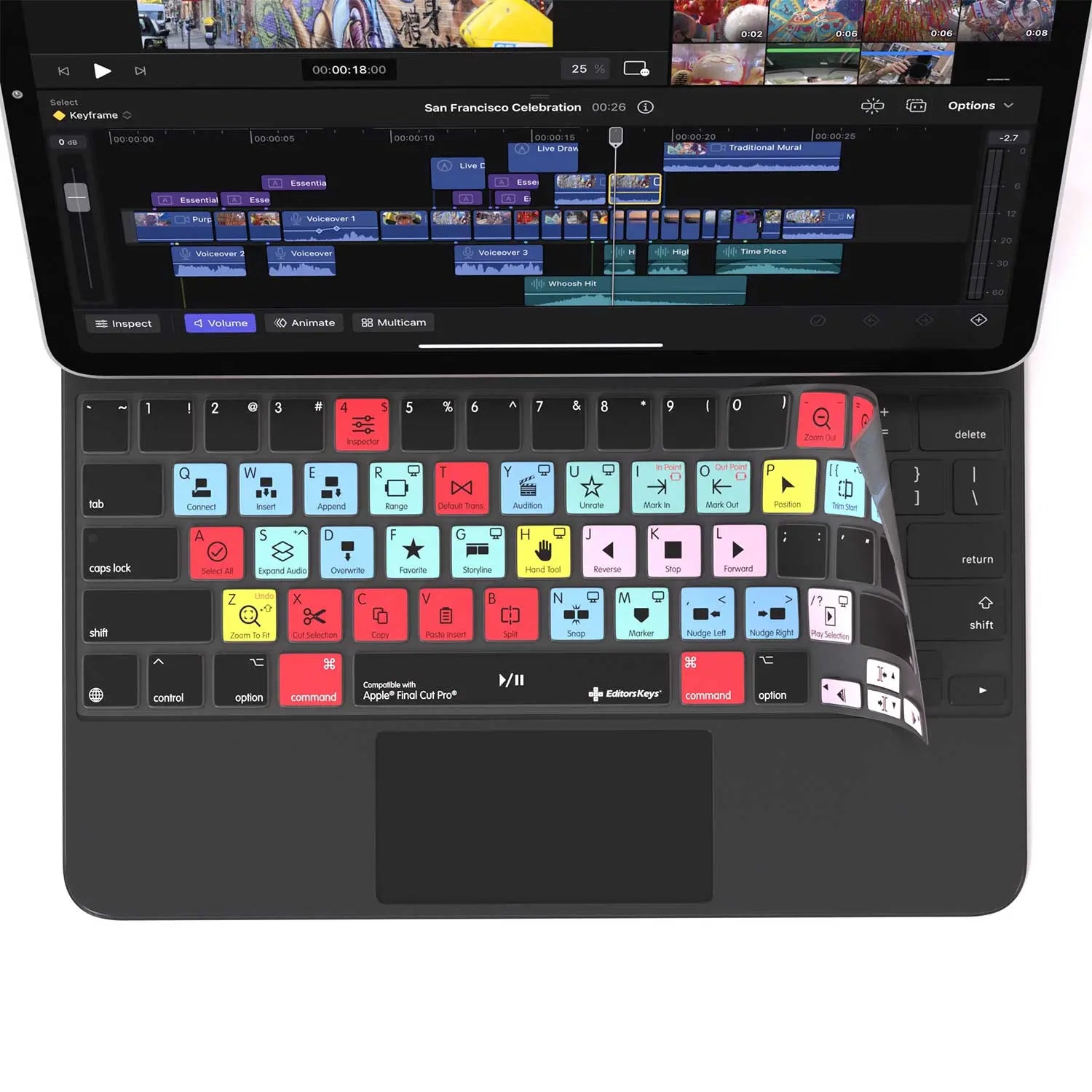 Final Cut Pro Keyboard Cover for iPad Magic Case Editors Keys