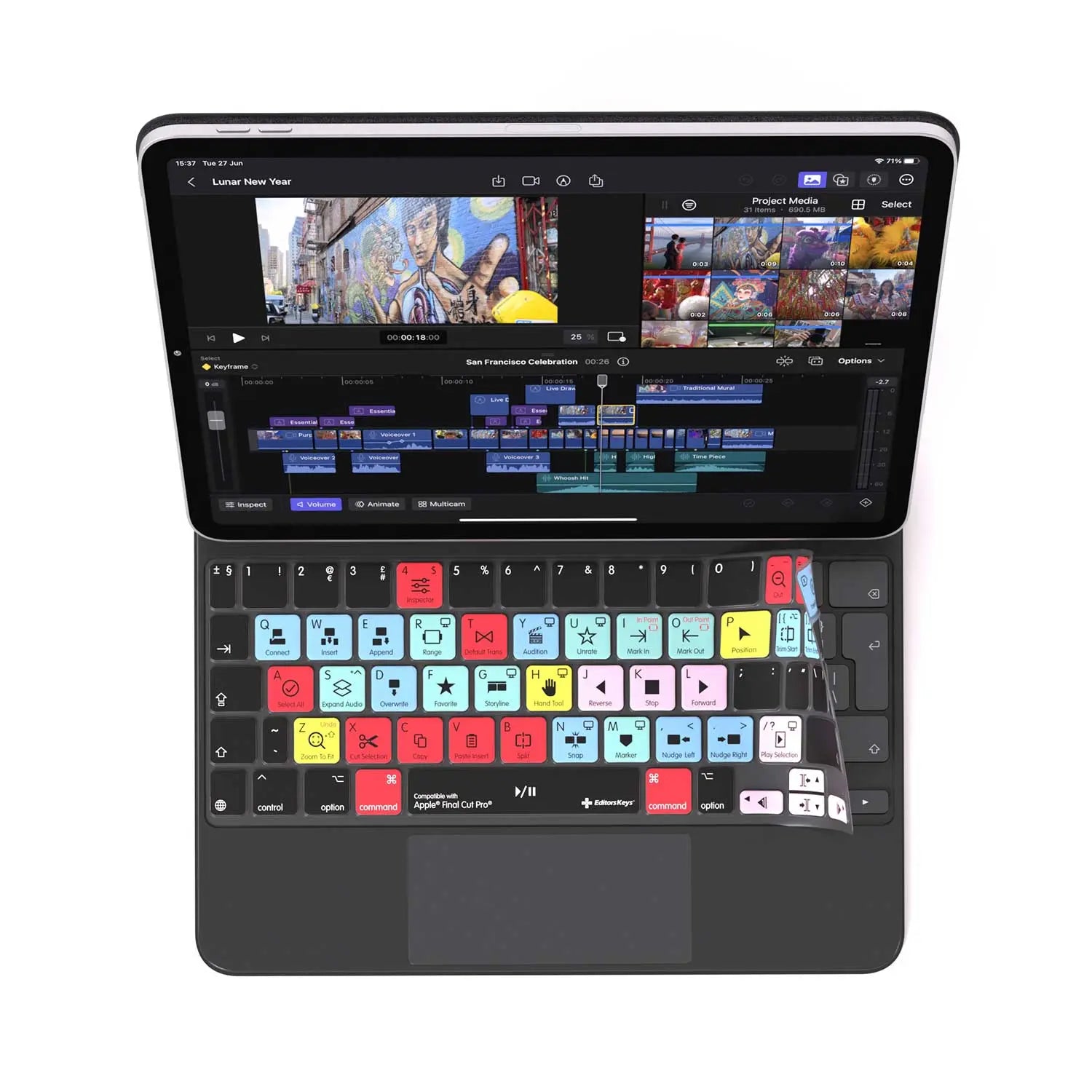 Final Cut Pro Keyboard Cover for iPad Magic Case Editors Keys