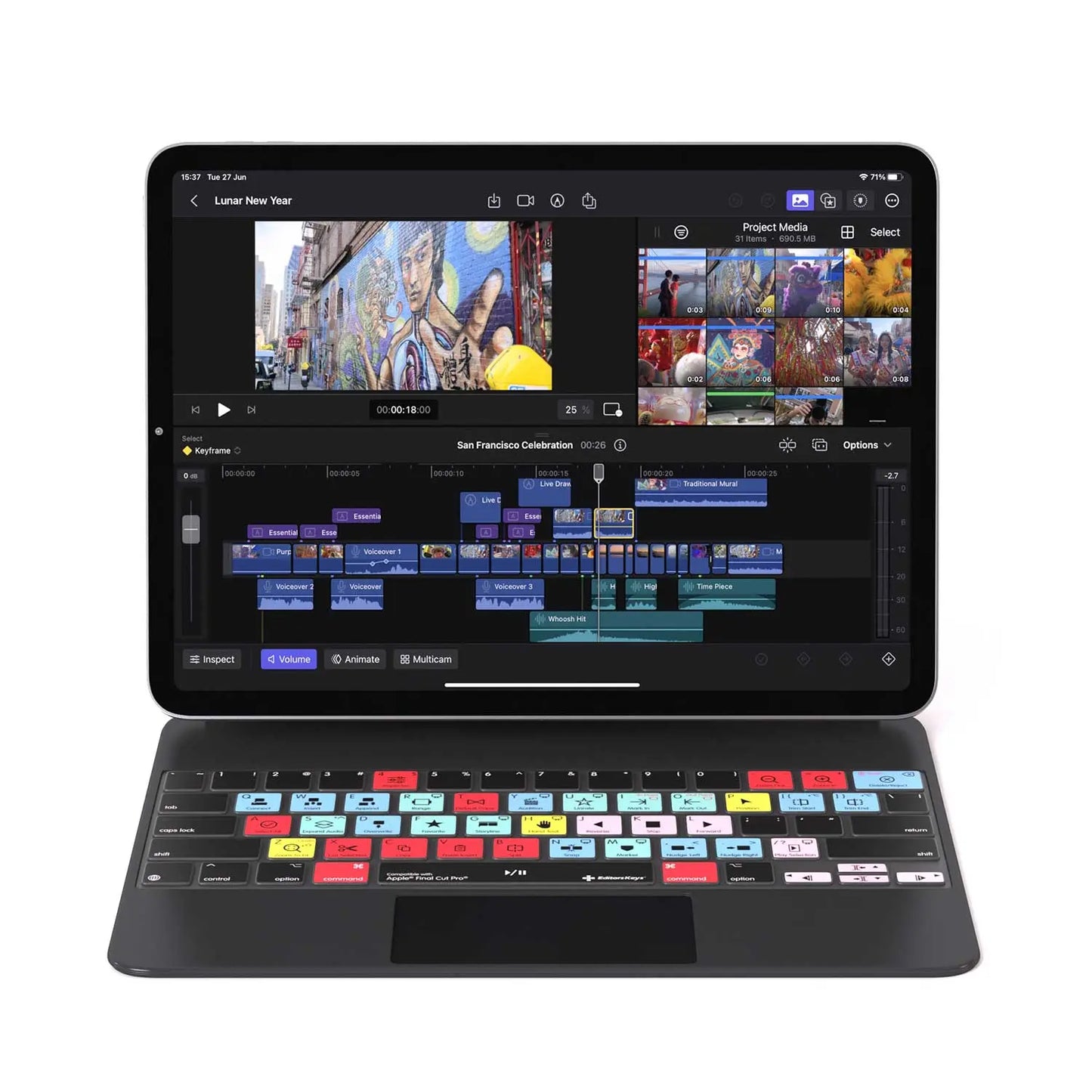 Final Cut Pro Keyboard Cover for iPad Magic Case Editors Keys