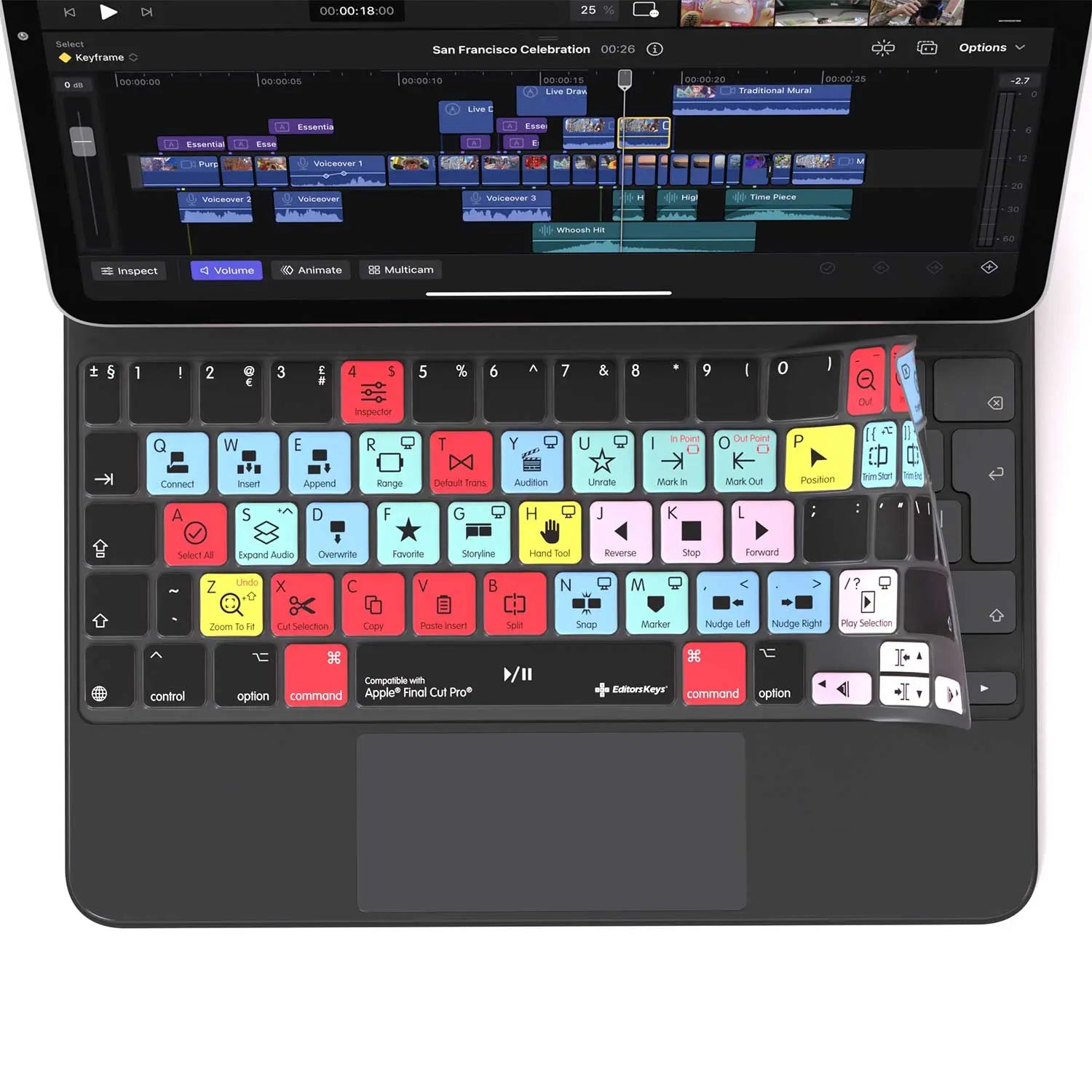 Final Cut Pro Keyboard Cover for iPad Magic Case Editors Keys