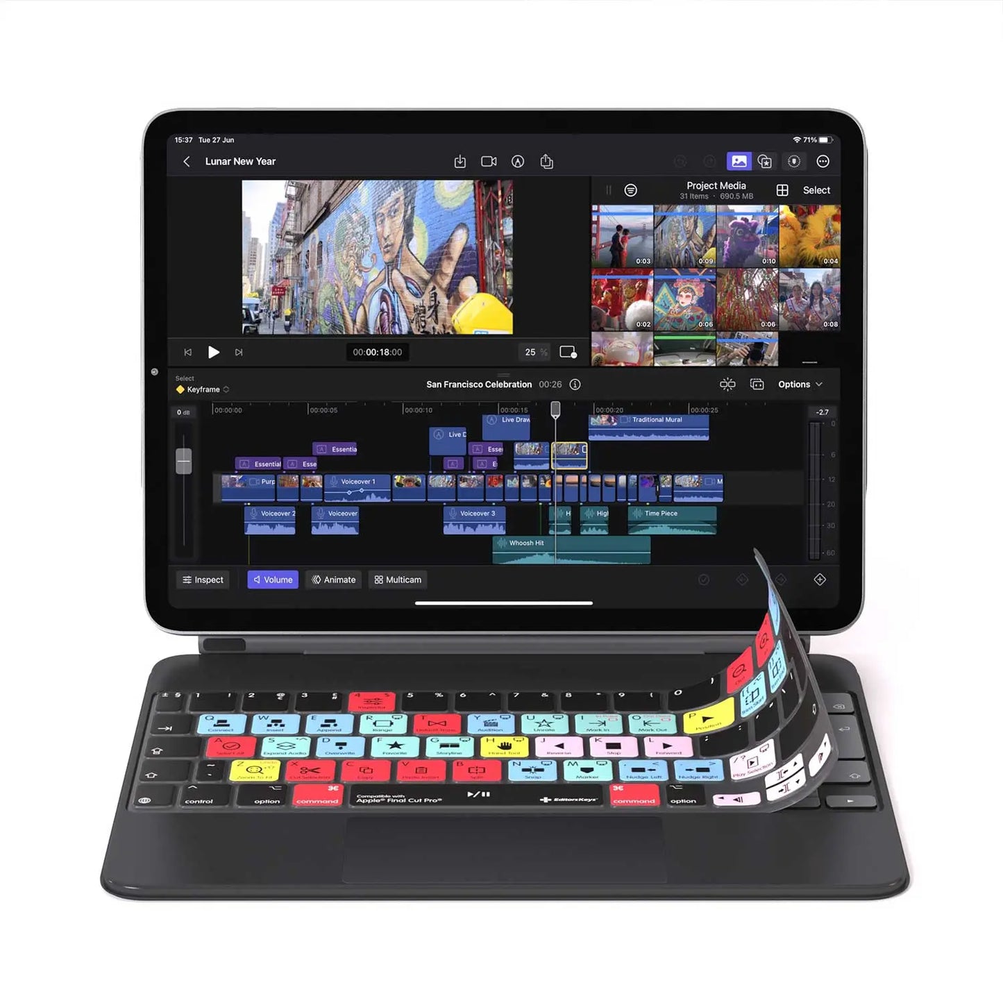 Final Cut Pro Keyboard Cover for iPad Magic Case Editors Keys