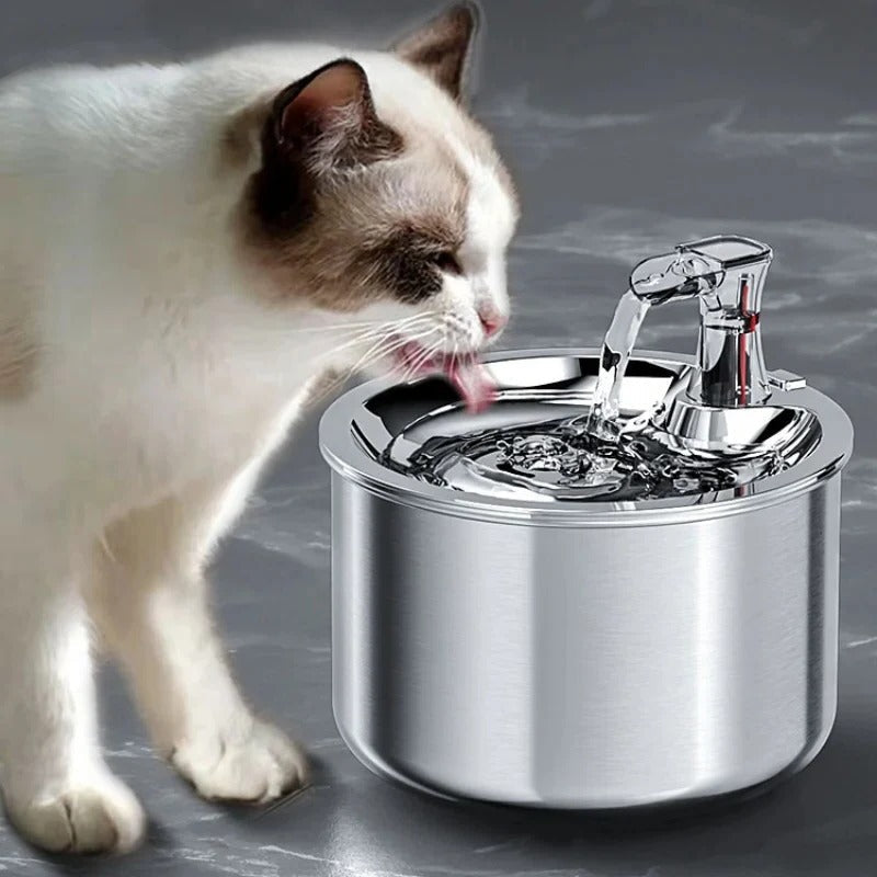 Stainless Steel Cat Water Fountain with Filter and Sensor | Ventayo Turbo Cables