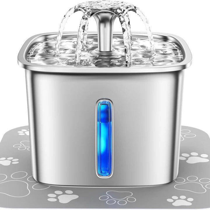Turbo Automatic Stainless Steel Pet Water Fountain – For Cats & Dogs, Filtered & Quiet