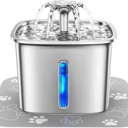 Turbo Automatic Stainless Steel Pet Water Fountain – For Cats & Dogs, Filtered & Quiet