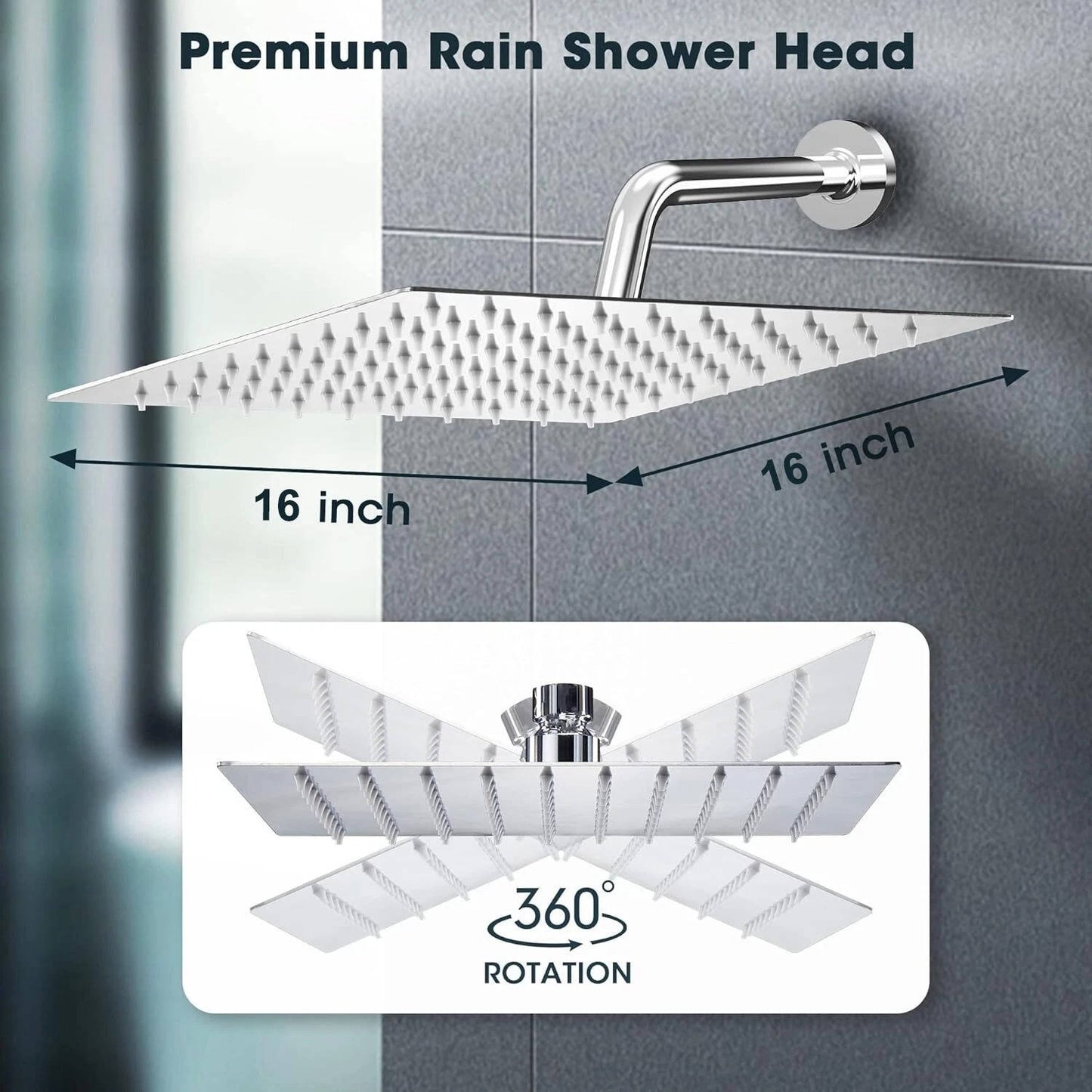 Turbo 16 inch Large Rain Ceiling Shower Head