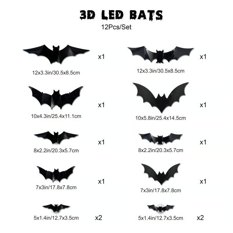 Turbo Cables – Glowing 3D Bats for Enchanted Walls (12 Pcs Set)