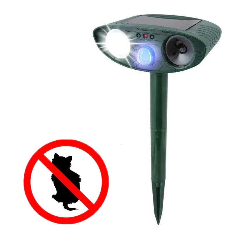 Solar Ultrasonic Cat Repeller – Outdoor Motion Sensor Animal Deterrent Turbo Cables