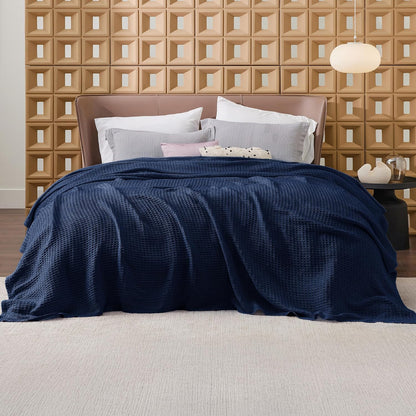 Turbo Cables – 100% Cotton Queen Blanket with Cooling Waffle Weave | Soft & Breathable for Summer Comfort