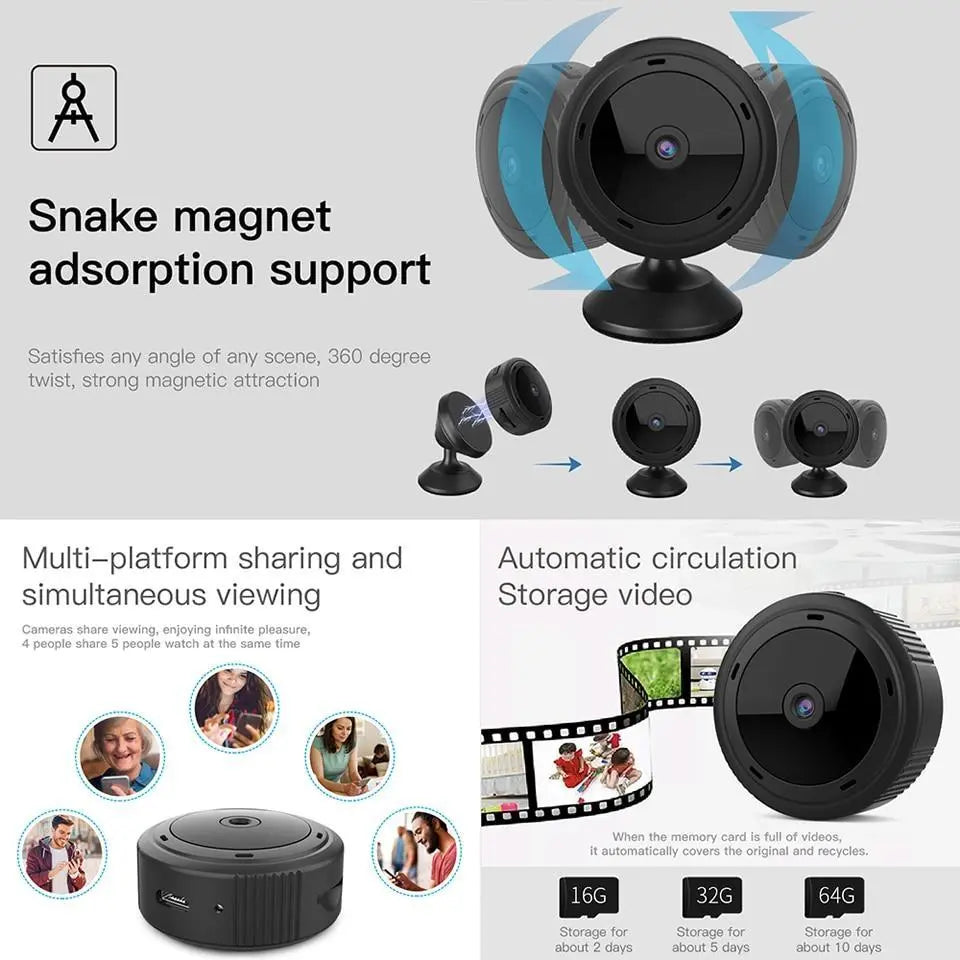 Turbo Mini WiFi Camera 1080P HD IR Night Vision Home Security Camera Baby Monitor Ventayo