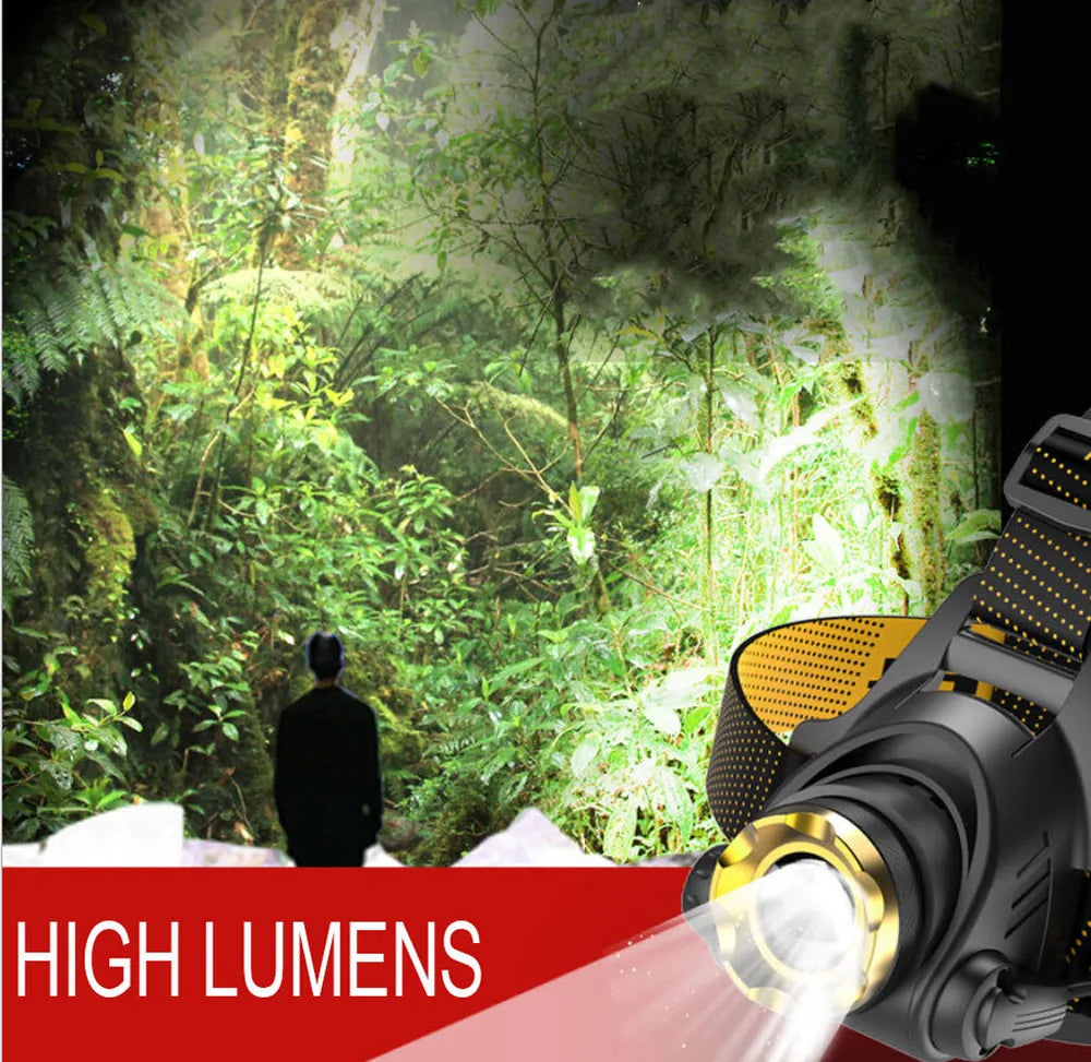 Turbo 990000LM LED Rechargeable Headlamp – Zoomable Tactical Head Torch