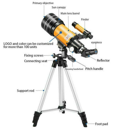 Turbo 70mm Refractor Telescope for Kids – Beginner Star Gazing Telescope with Adjustable Tripod