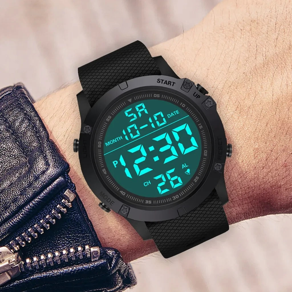 Waterproof Digital Sports Men Watch Turbo Cables