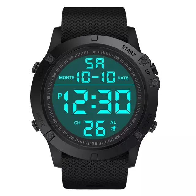 Waterproof Digital Sports Men Watch Turbo Cables