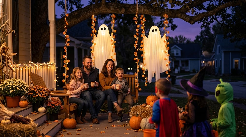 Turbo Cables – Illuminated Swinging Halloween Ghost Decoration