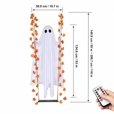 Turbo Cables – Illuminated Swinging Halloween Ghost Decoration